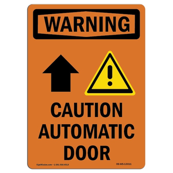 Safety Sign, OSHA WARNING, 5" Height, Caution Automatic, Portrait, 10PK